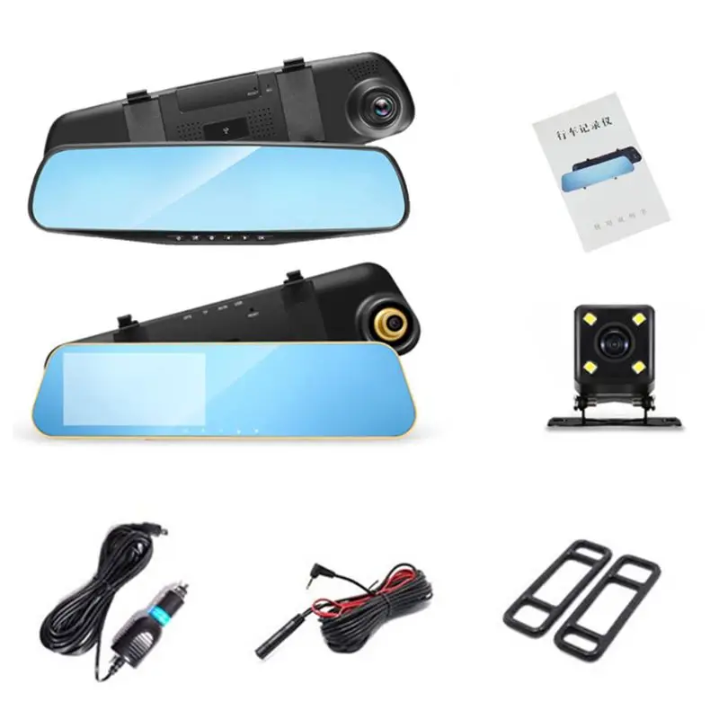 

4.3 inch 1080P Dual Lens Rear View Camera + Car DVR Mirror Dash Cam Recorder Kit
