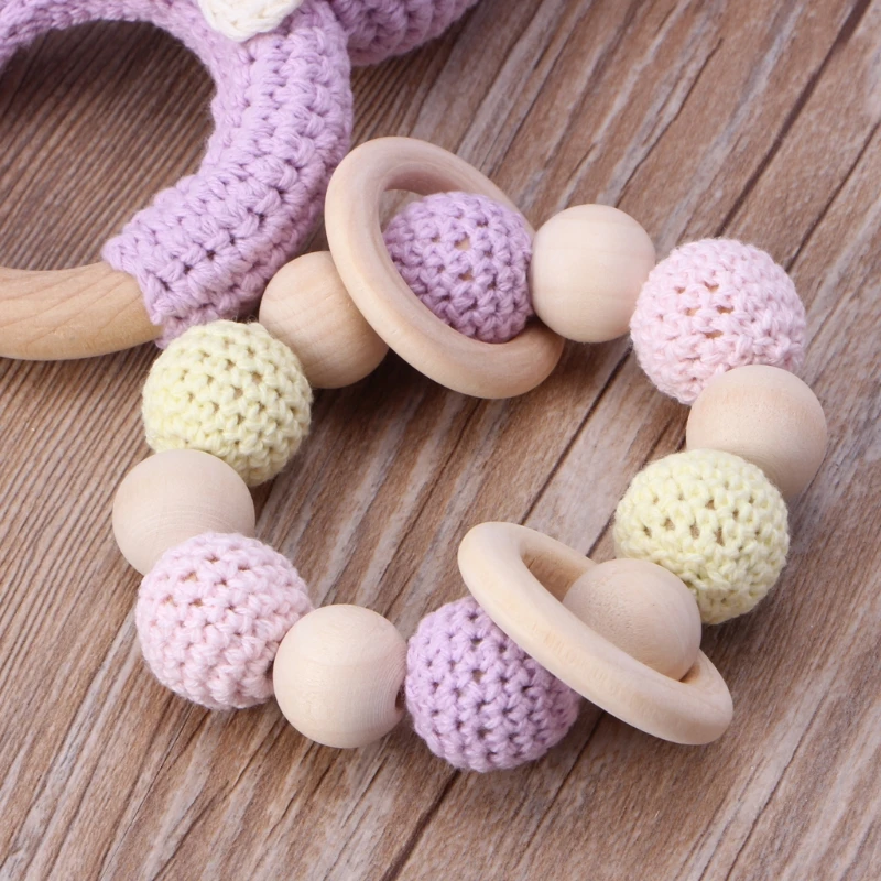 2 шт./компл. детский деревянный браслет для прорезывающихся зубов вязаный кролик