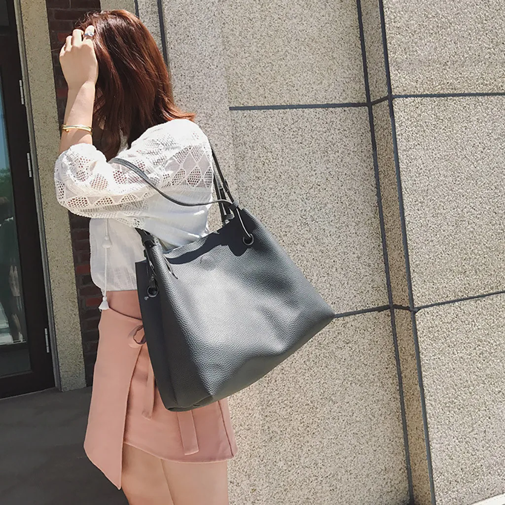 Сумка-мессенджер женская большая сумка на плечо модная кожаная двухсекционная