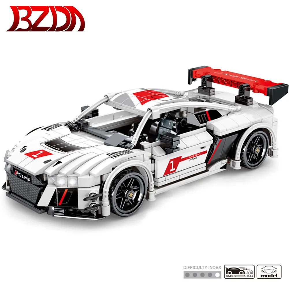 

BZDA High-Tech Series White Pull Back Speed Champion Super Car A8 Building Blocks Racing Vehicle Bricks Toys For Kids Gifts