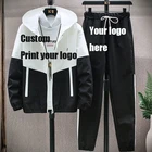 Костюм спортивный мужской размера плюс 2 предмета, ветровка, тонкий спортивный костюм с индивидуальным принтом, для фитнеса, в стиле пэчворк