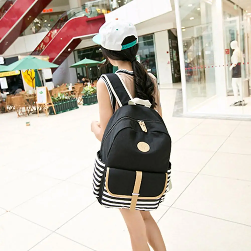 3 шт морской ветер полосатый холст сумка женский рюкзак набор средняя школа