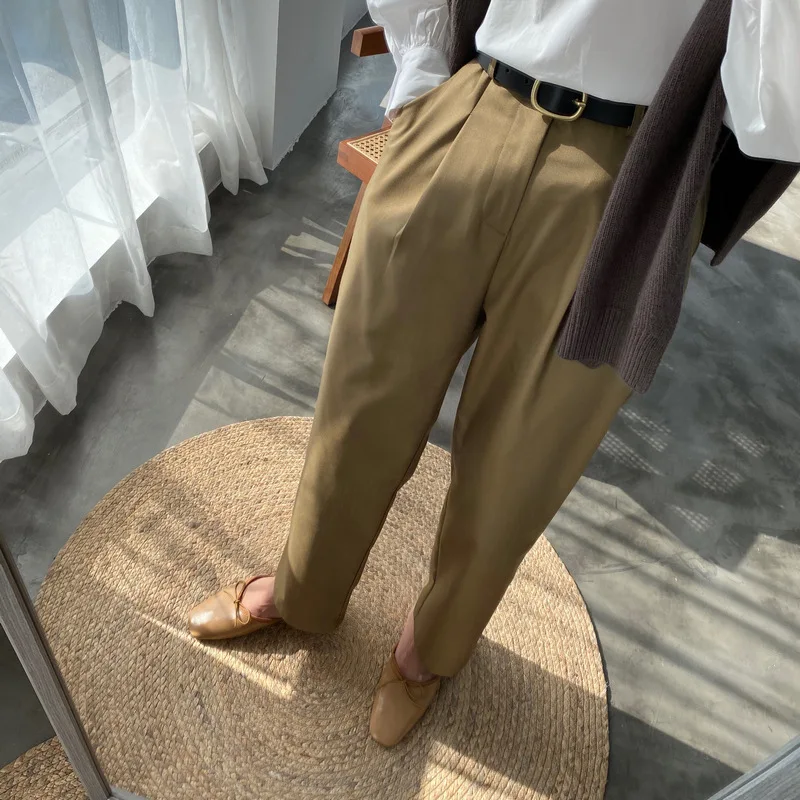 Повседневные рабочие брюки с высокой талией женские повседневные до щиколотки