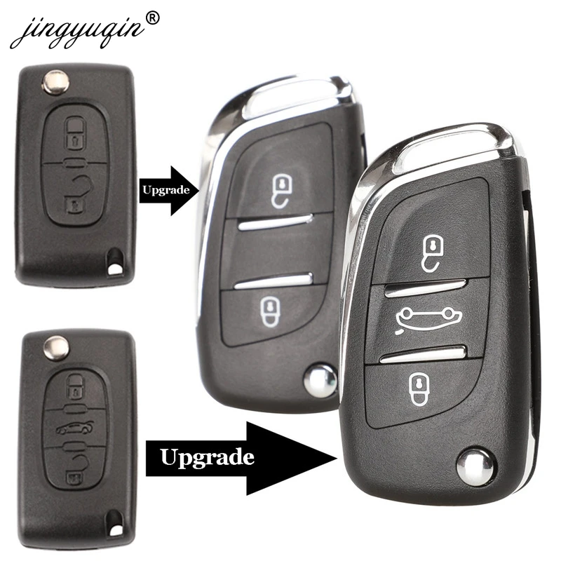 Jingyuqin CE0523 модифицированный откидной Складной Корпус ключа для Peugeot 306 407 807 Partner Remote VA2/HU83 Blade entrip Fob чехол 2/3 кнопка