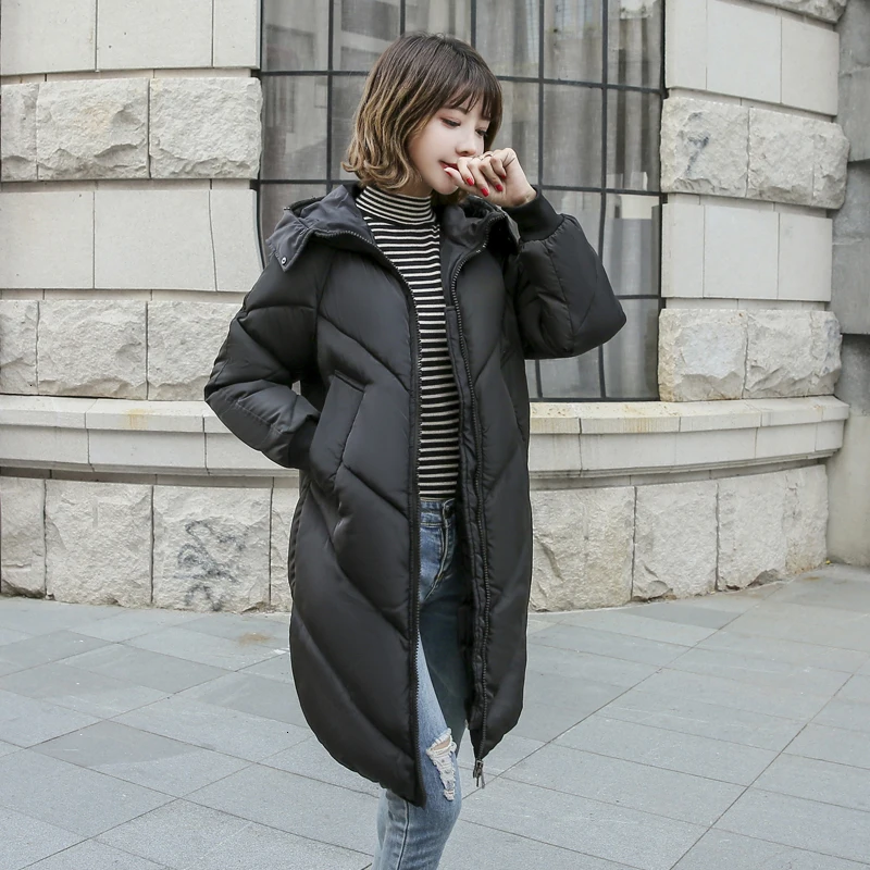 Новое пальто зимнее плотное для женщин с мехом длинное платье хлопковой