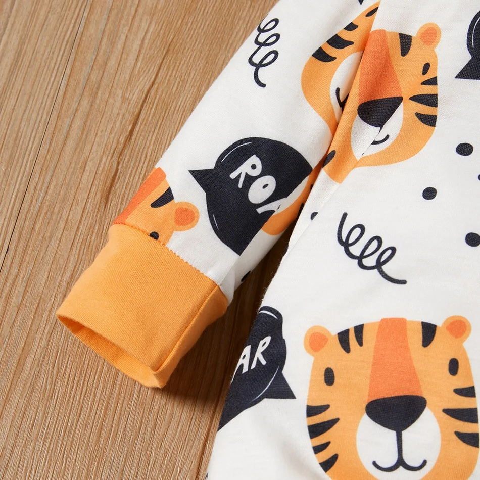 

PatPat New Arrival Autumn and Winter 2-piece Baby Tiger Striped Jumpsuit and Hat Sets Baby Boy and Girl Clothing