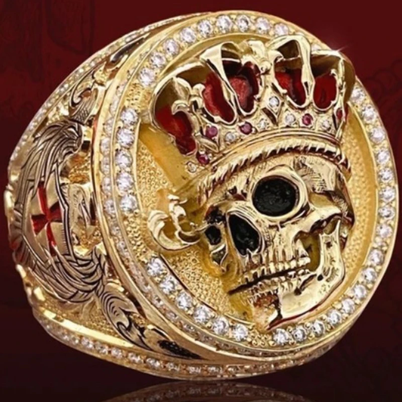 

European And American Style Crown Skull Men's Ring Fashion Personality Retro Cross Jewelry Accessories Holiday Gifts Wholesale