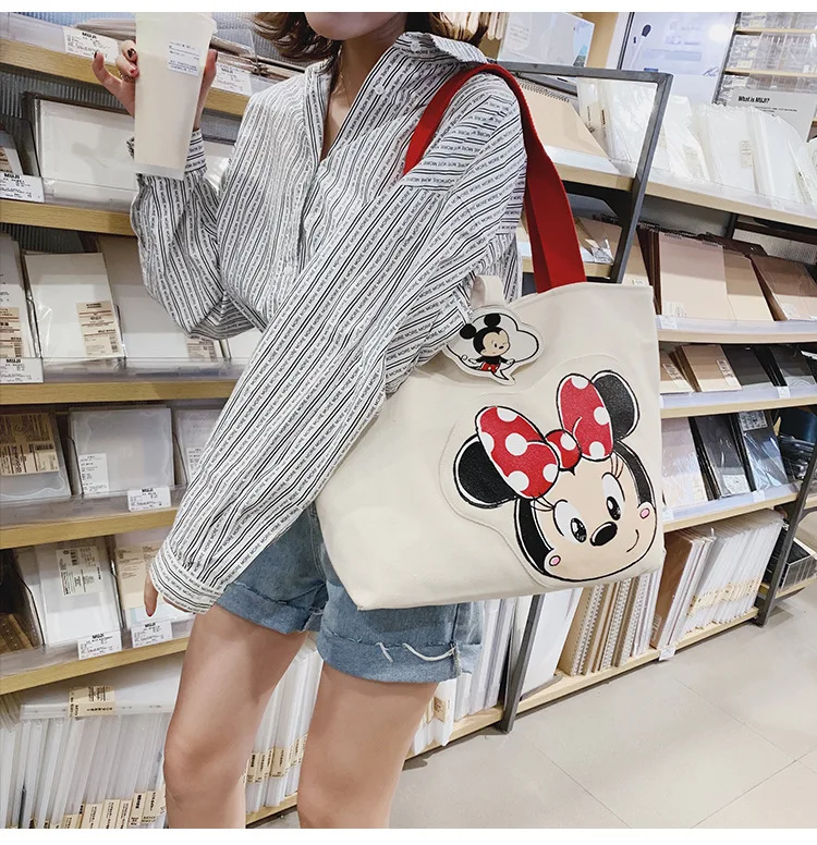 Disney новая большая сумка женская сумка милый мультяшный Микки Большая вместительная сумка для девочек Сумка тканевая через плечо сумки кошелек шоппинг