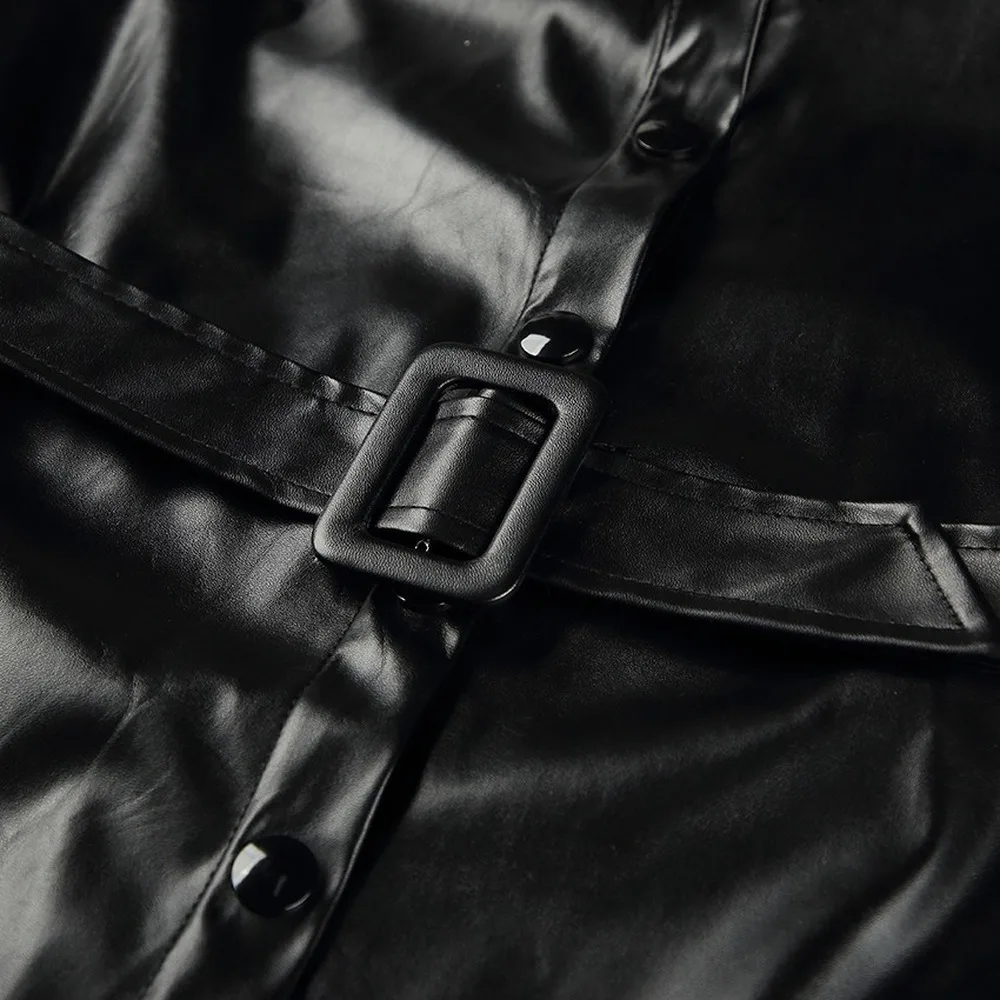 

Gothic Harajuku Women s Dress 2021 Spring New Solid Lantern Sleeve Turn Down Collar Robe Fashion Korea Buckle Sexy Mini Skirt