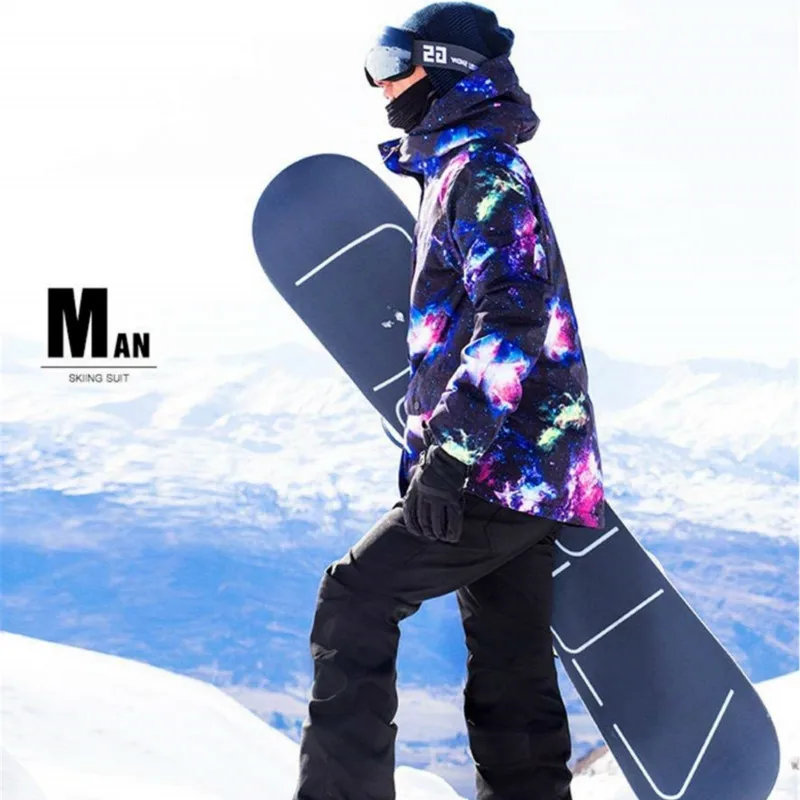 SMN куртка для сноуборда звездное небо узор взрослых Мужская ветрозащитная