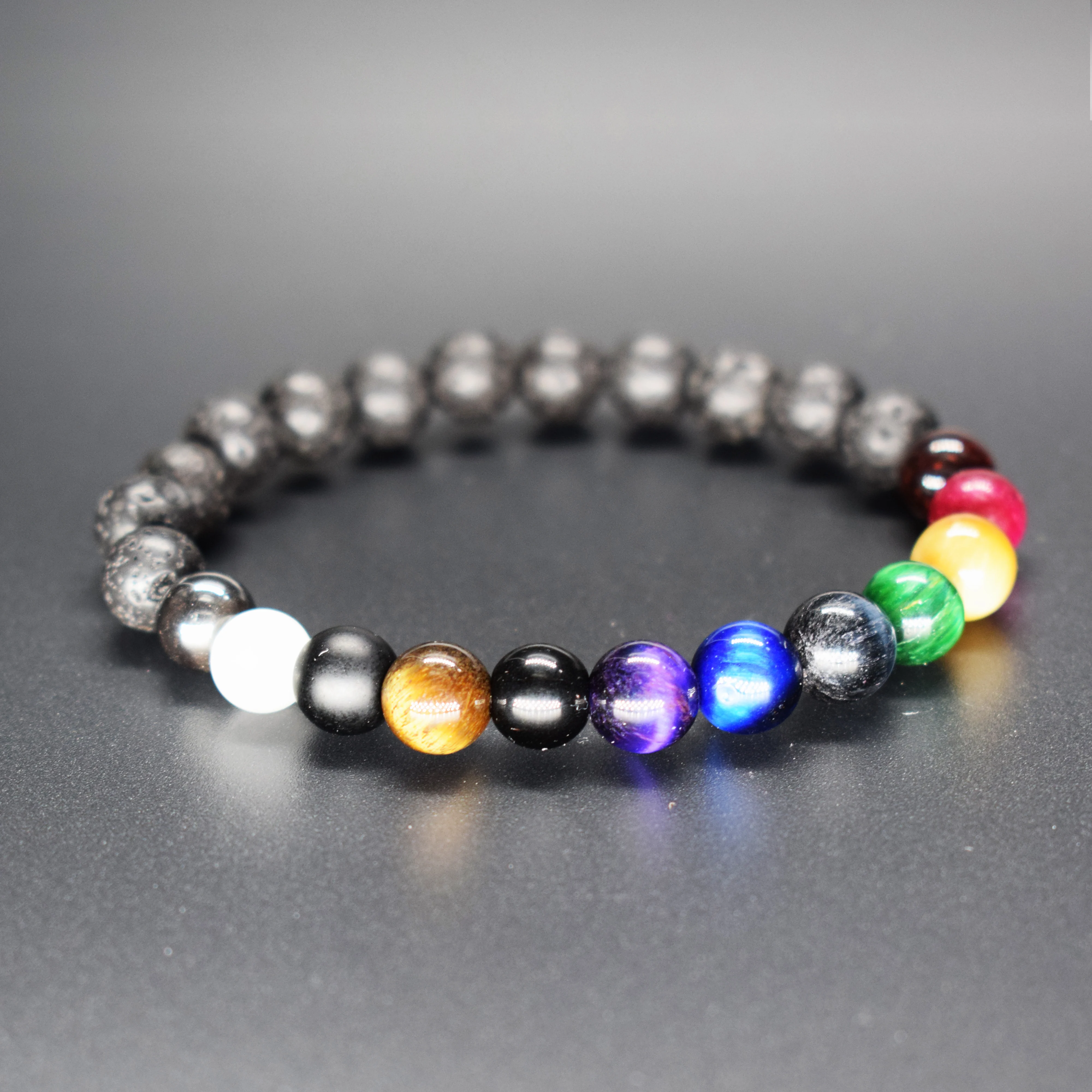 Colorful Tiger Eye Beads Bracelets Men Natural Black Obsidian Hematite for Women New Lava Stone Jewelry Pulsera Hombre | Украшения и