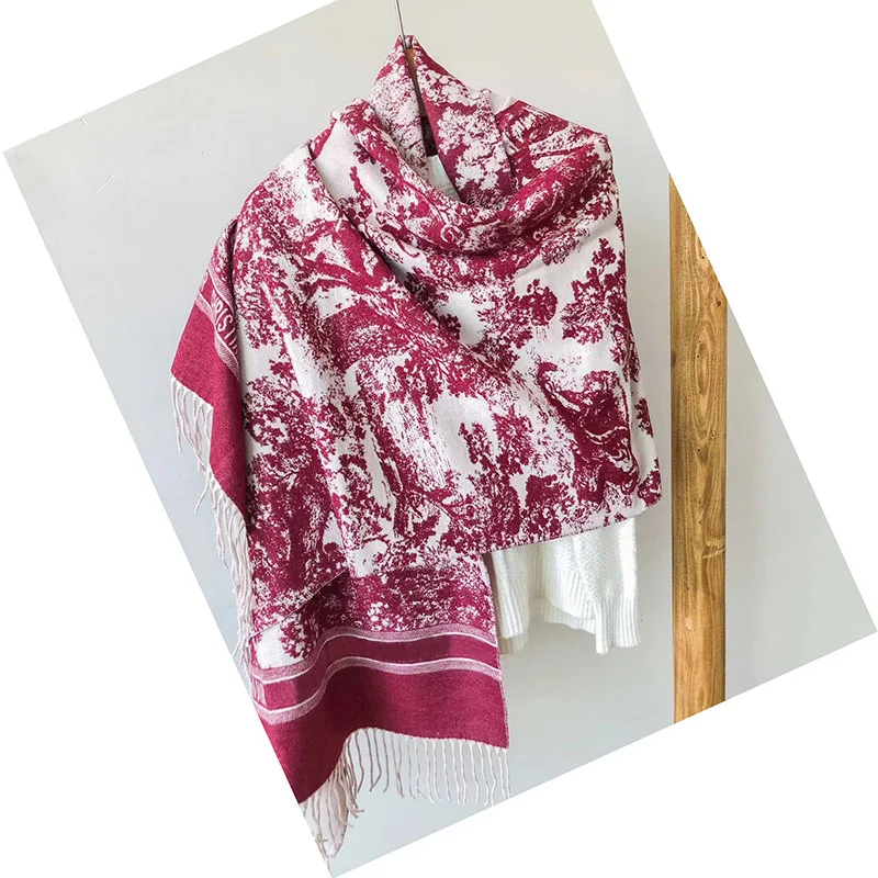 Красный Hihg End Tiger Lion Print Luxury Brand Women Cashmere Scarf Soft Tassel Female Autumn Shawl Winter Warm Blanket 70*180 CM - Цвет: Красный