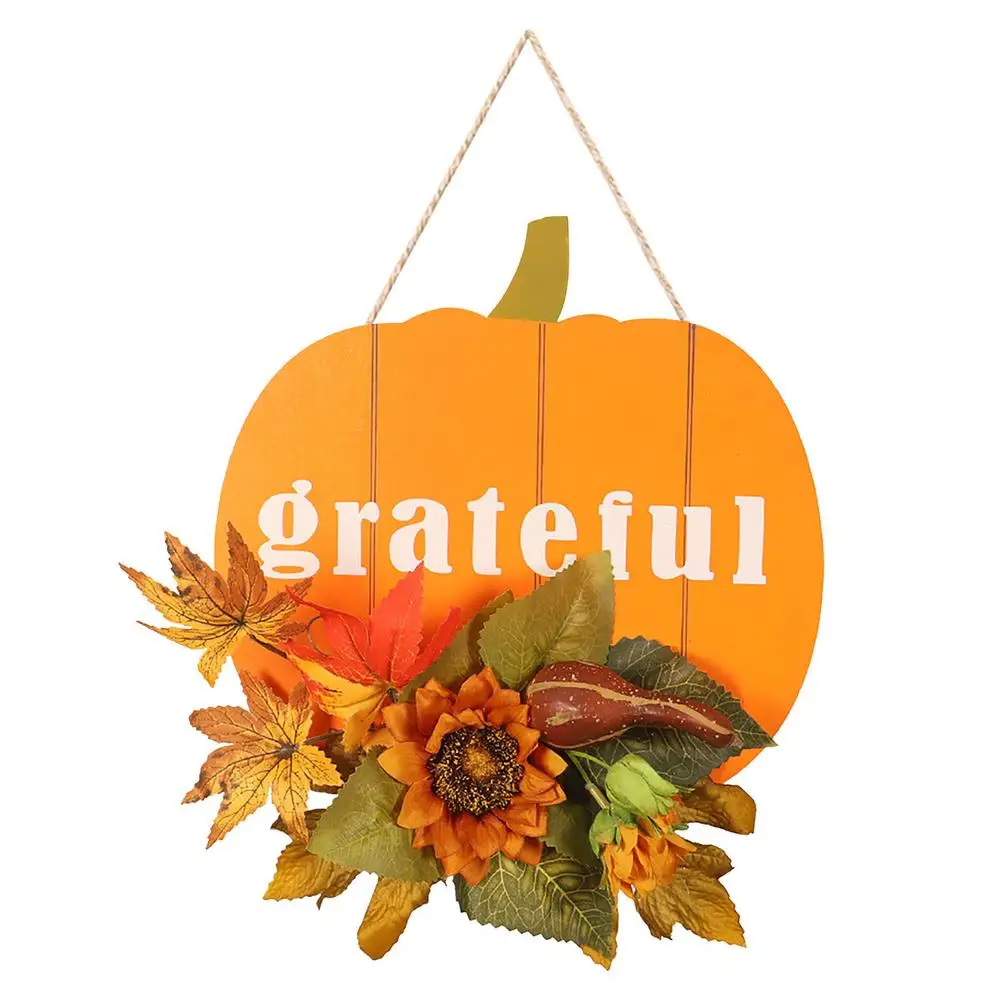 

Fall Wreath Thanksgiving Wreath Pumpkin Thanksgiving Hangings Door Front Decoration Fall Sign Hangings Thankful Blessed Sign