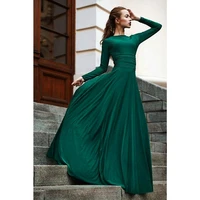 vestido de noite longo robe de soiree 2021 muslim dubai elegant dark green long sleeve formal gowns modest long evening dresses