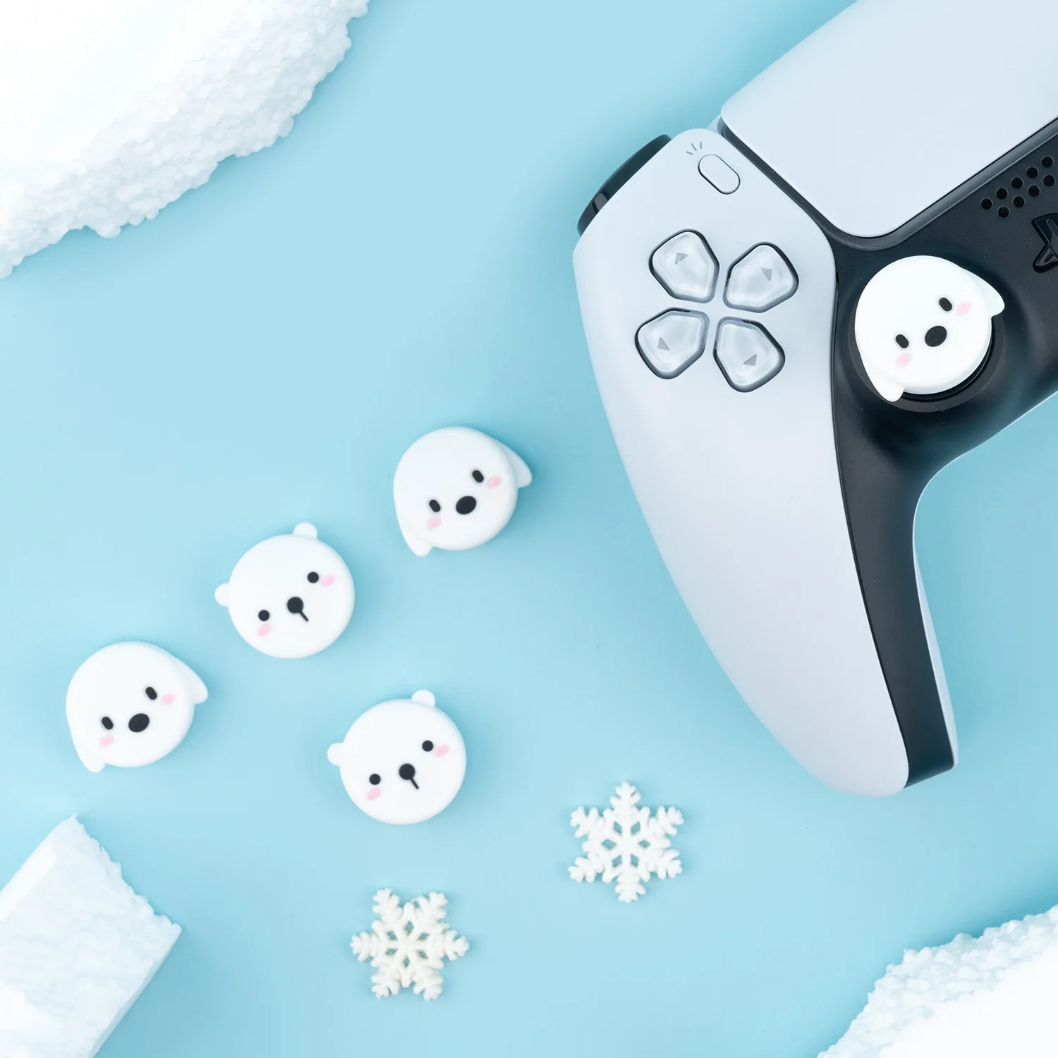 

PS5 накладки на аналоговые джойстики, симпатичный Зимний Медведь, силиконовые колпачки для аналоговых стиков для контроллера PS4 Play Station 5 Nintendo...
