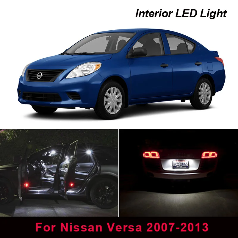 

8 шт. ксеноновый белый светодиодный светильник посылка комплект для Nissan Versa 2007-2013 Карта Купол багажник номерной знак светильник