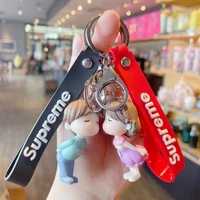 creative couple kissing doll silicone wristlet keychain trendy ornaments personality keychain cute bag auto accessories ys142