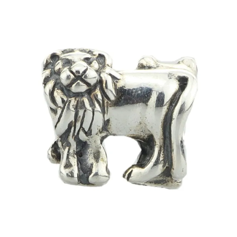 

925 Sterling Silver Beads Charm Lion Beast Lion Fit European Troll 3.0mm Bracelet Jewelry
