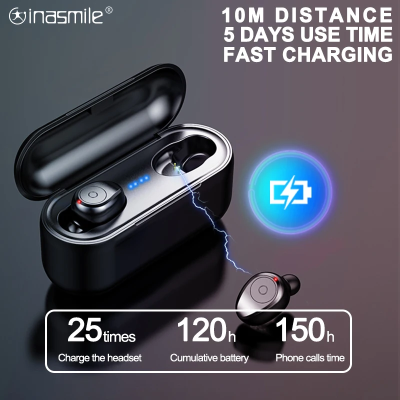 Наушники вкладыши TWS с F9 5 0 Bluetooth наушники гарнитура для бега Поддержка iOS/Android