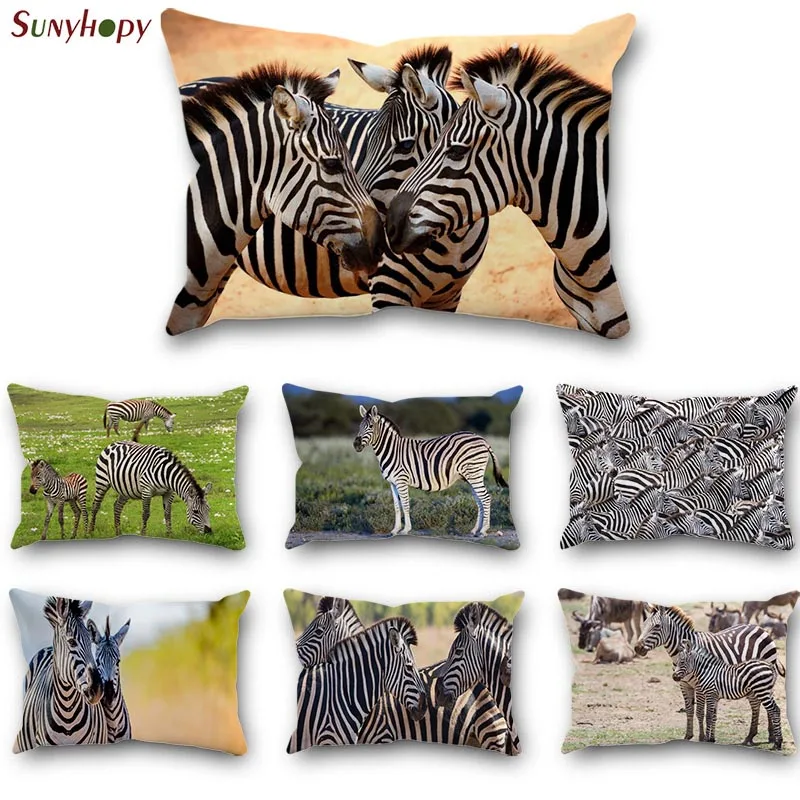 

Custom Zebra Pillowcase Satin Fabric Rectangle Bed Pillow Cover For Home Wedding Decorative Pillowcases 2-ZMT