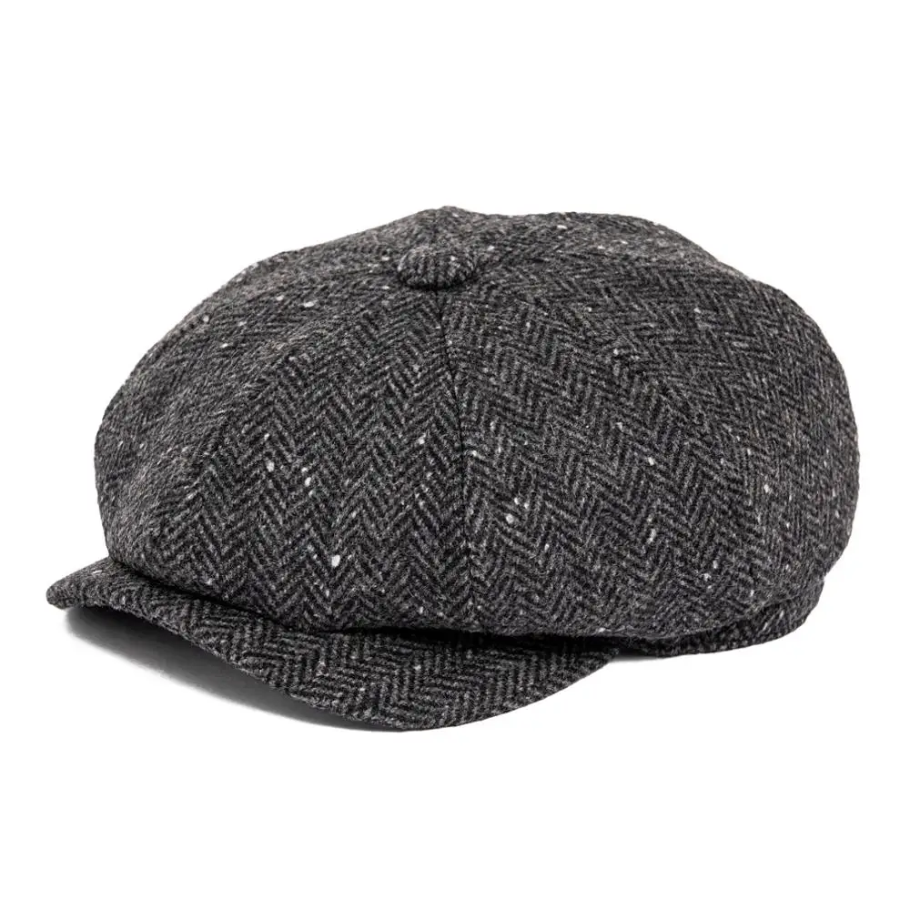 

Wool Tweed Newsboy Cap Herringbone Men Women