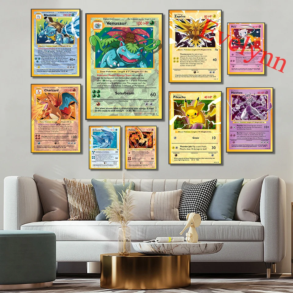 

Pokemon Poster Elf Pikachu Articuno Blastoise Zapdos Charizaed Venusaur Moltres Suicune Anime Canvas Painting Mural Decoration