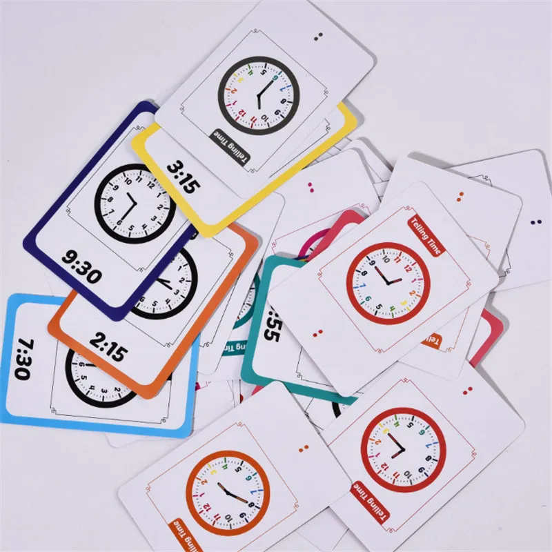 

36Pcs Baby Learning Time/Alarm clock Life management montessori flash cards for cognitive educational card kids learn games toys
