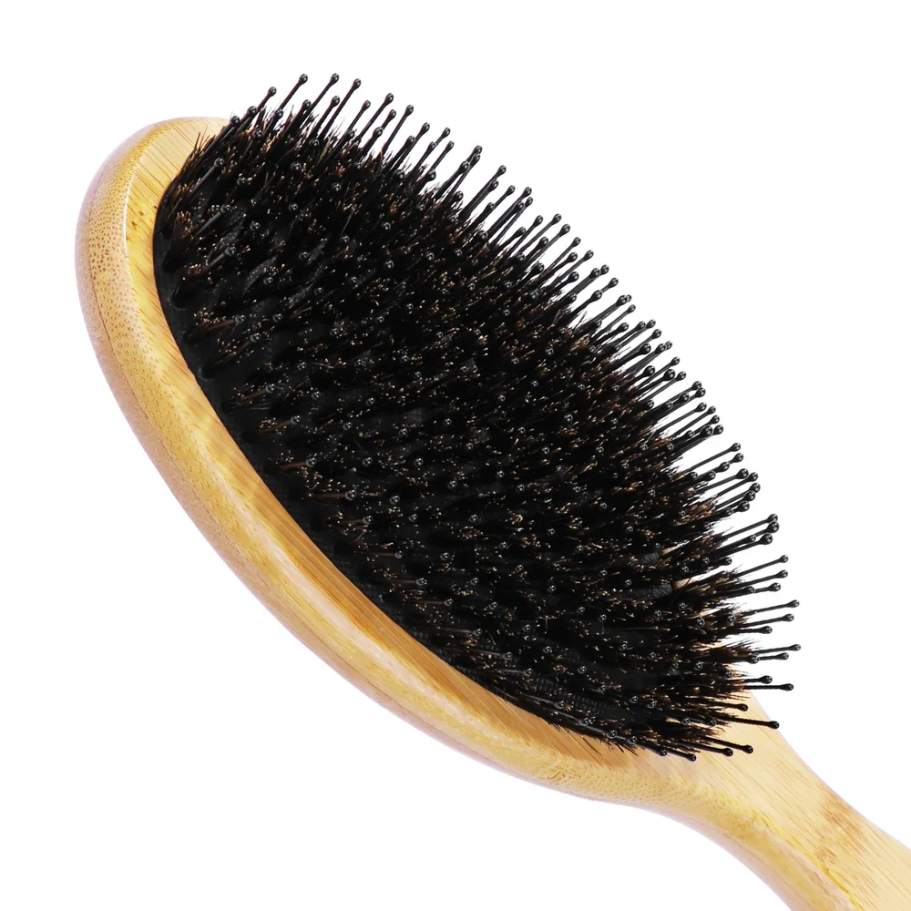 

Frcolor Boar Hair Brush Set Natural Wooden Bamboo Handle Anti-static Comb for Styling Straightening Detangling