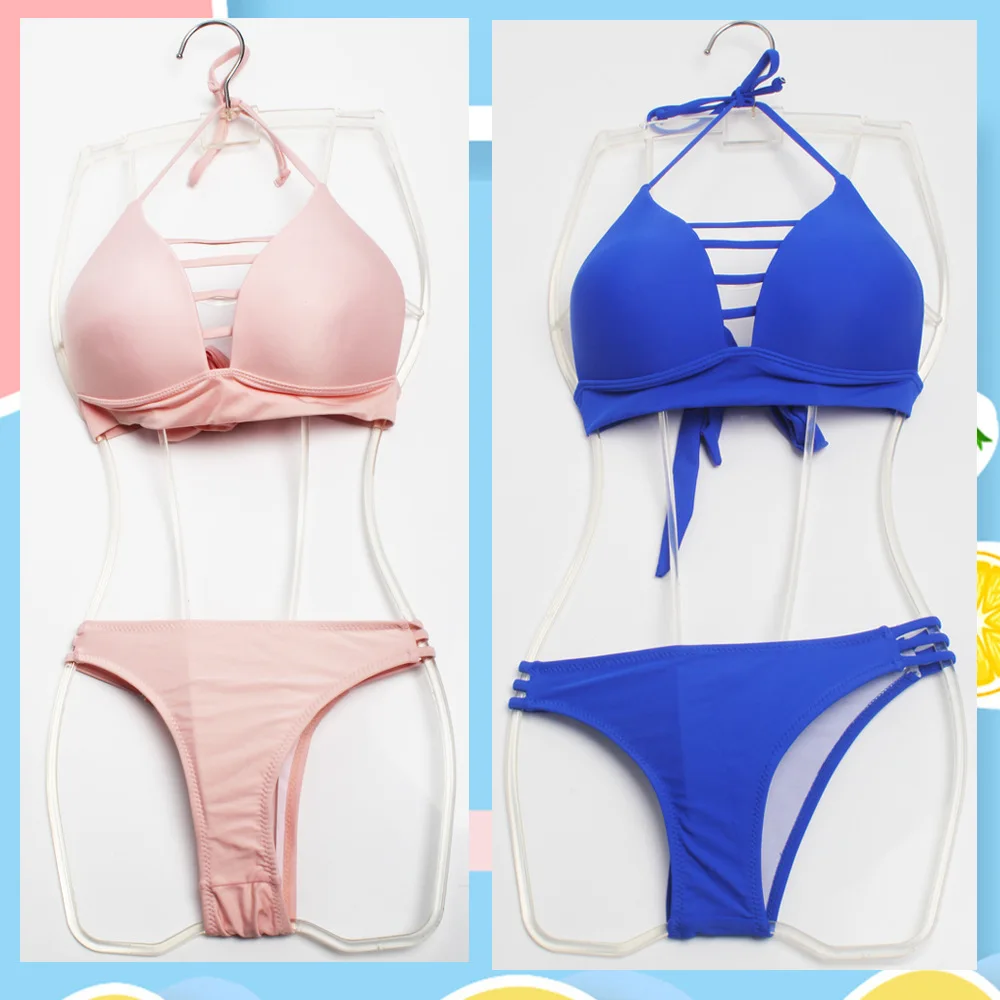 

Fashion sexy multi-rope empty poly chest split bikini swimsuit suit