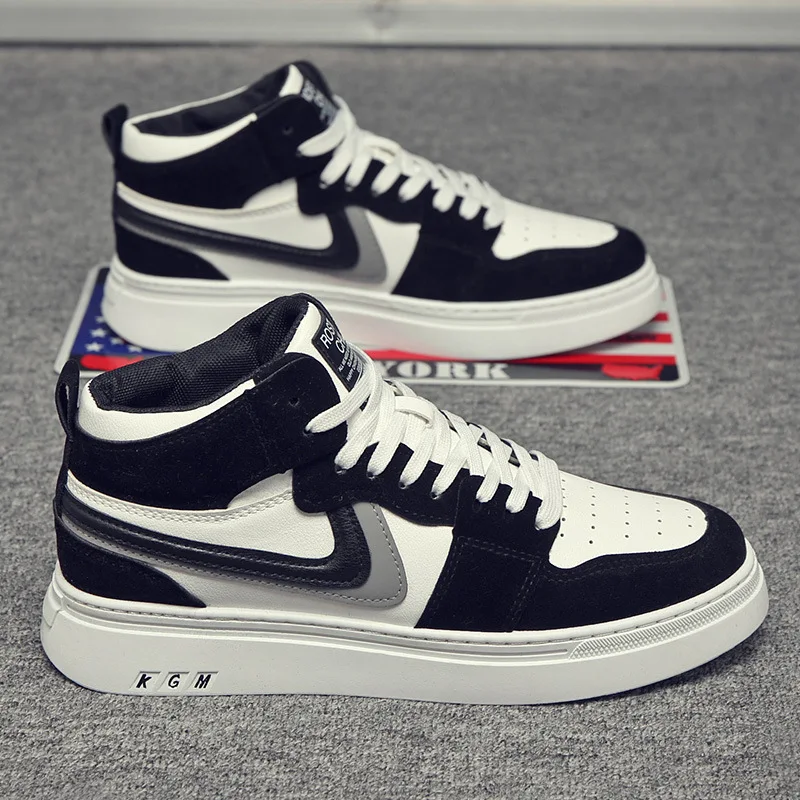 

Men's shoes autumn 2021 new all-match flat-heel casual running sports shoes high-top board shoes Hong Kong fashion shoes
