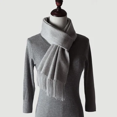 light gray Роскошный зимний кашемировый шарф 100, мужские шерстяные шарфы, женские плотные теплые одноцветные шали, женский шарф из пашмины - Цвет: light gray