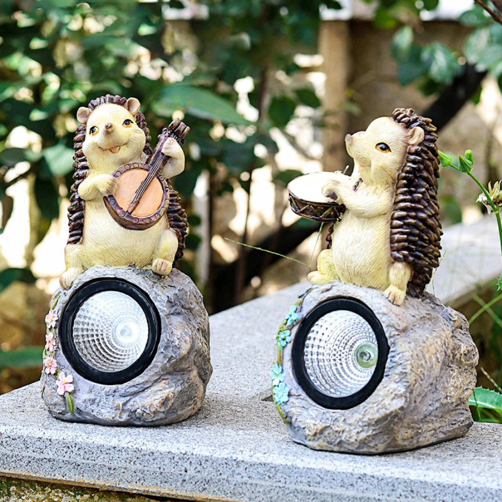 

Solar Lights Hedgehog Statues Night Lamp Musical Animal Figurines esin Sculpture Outdoor Garden Lawn Patio Backyard Decorations