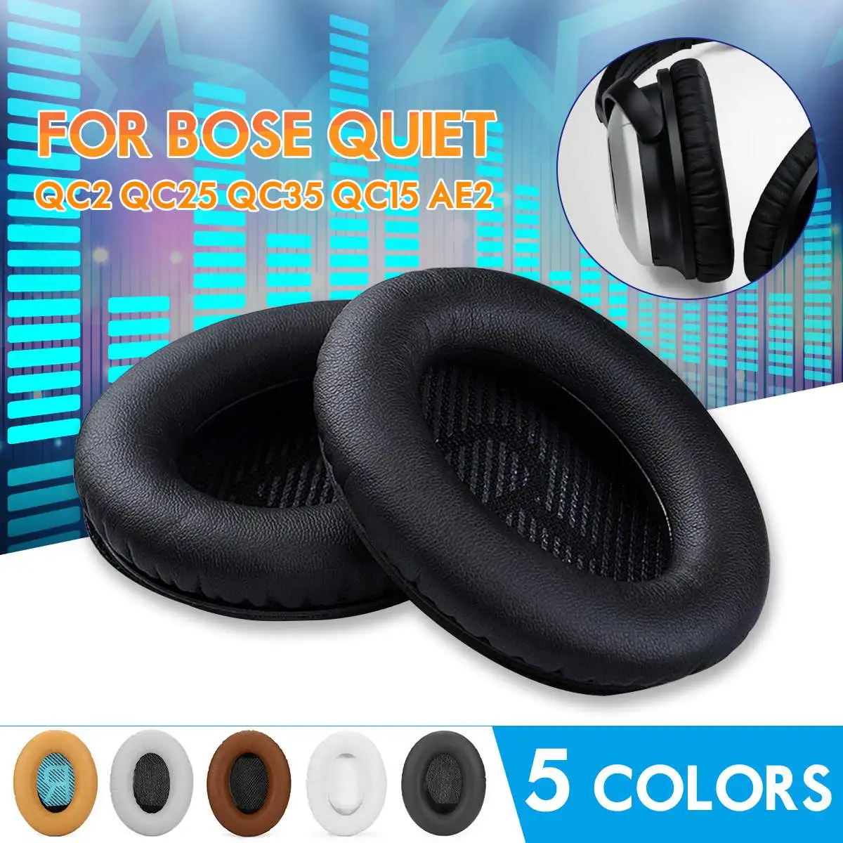 

1Pair Replacement Ear Pads Foam Sponge Soft Hearing Protection Keep Out Noise Earmuff Cushions For QC2 QC25 QC35 QC15 AE2