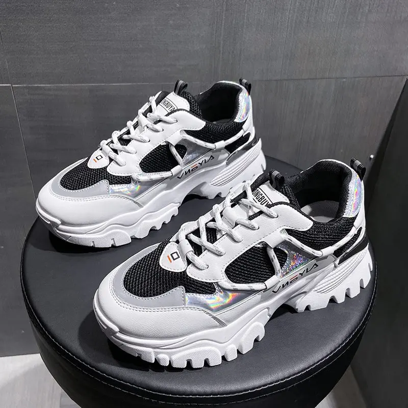 

2020 New Women Casual Shoes Fashion Spring Summer mesh Sneakers Women Lace Up White black Platform Dad Shoes