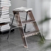 concise japanese household outdoor ladder transparent acrylic portable foldable ladder straight three step plastic ladder ins