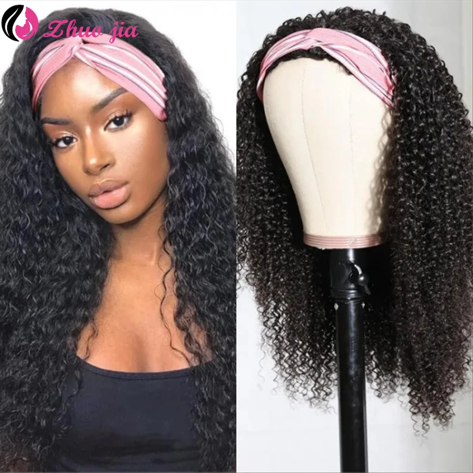 

Headband Wig Human Hair Jerry Curl Brazilian Curly Human Hair Wigs For Black Women Glueless Full Machine Made Wig With Headband
