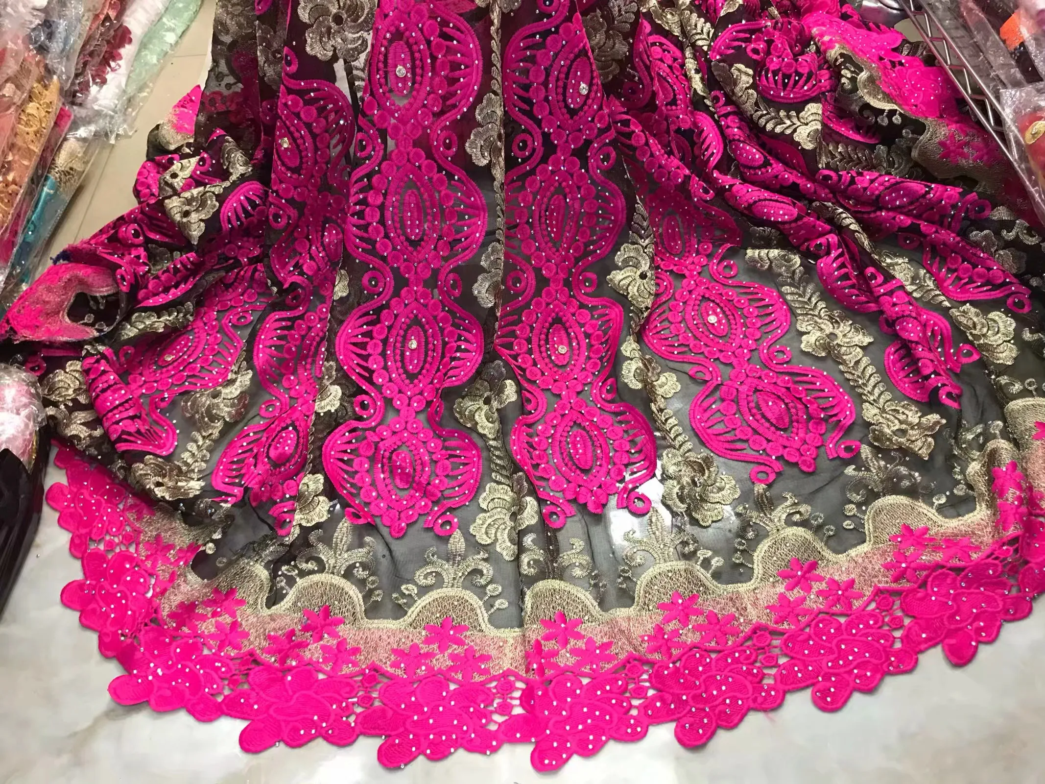 

African Lace Fabrics 5 Yard Guipure Lace Fabric 2019 High Quality African embroidery Lace Fabric For Wedding Party NLY87