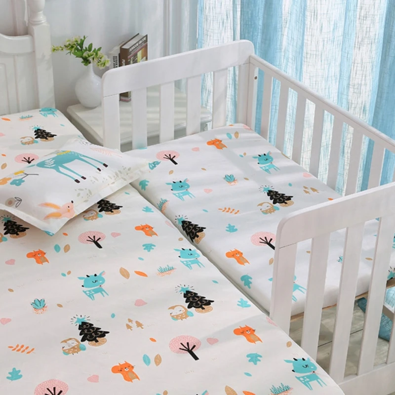 Waterproof Baby Fitted Sheet Soft Cotton Newborn Crib Bed Sheet Cartoon Children Mattress Cover Protector Cot Pad Cover 105x60cm