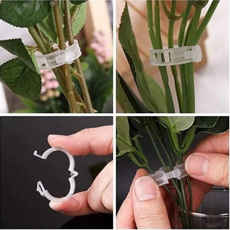 

50/100 Pcs Plastic Plant Support Clips for Tomato Hanging Trellis Vine Connects Plants Greenhouse Vegetables Garden Ornament