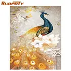 RUOPOTY 5D DIY алмазная живопись, фотокартина, квадратнаякруглая Алмазная вышивка, мозаика с павлином, подарок ручной работы