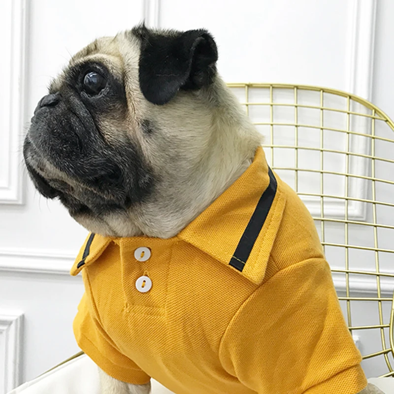 

Summer Dog Shirt Clothes Breathable Pet Dog Polo Shirt Solid Color Bottoming DogsT-shirt Chihuahua Pug French Bulldog Clothes XL