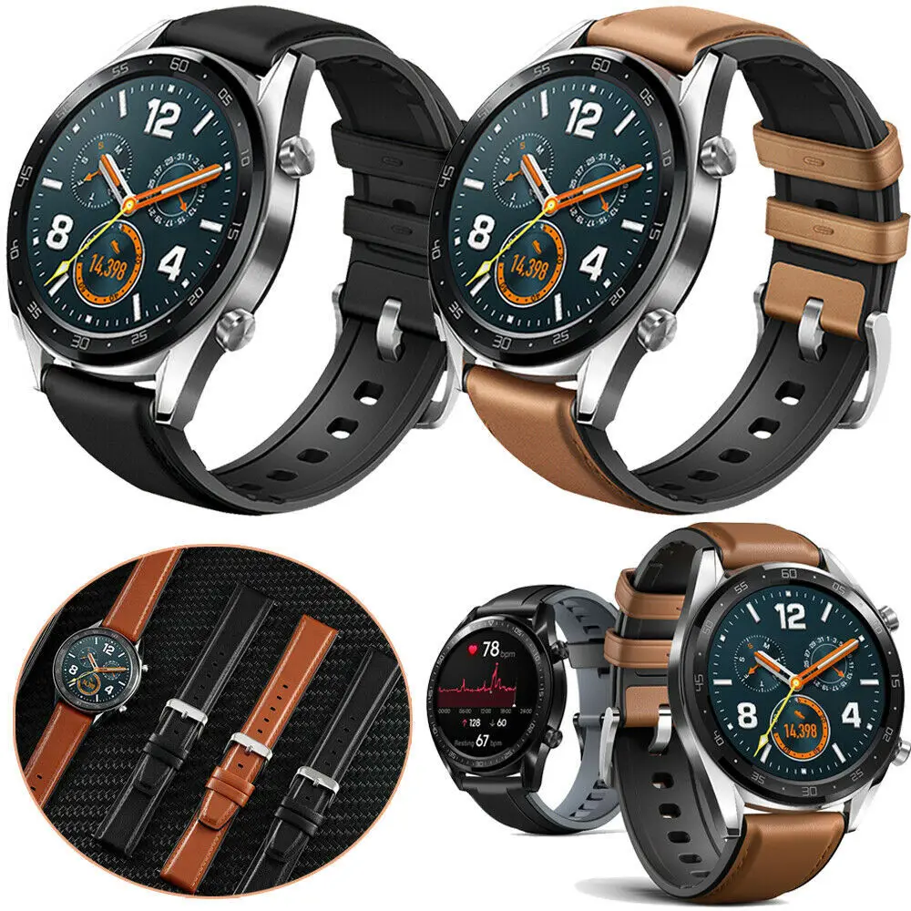 Ремешок кожаный и силиконовый для смарт-часов Amazfit GTR 47 мм браслет Xiaomi Huami Pace/Stratos 2