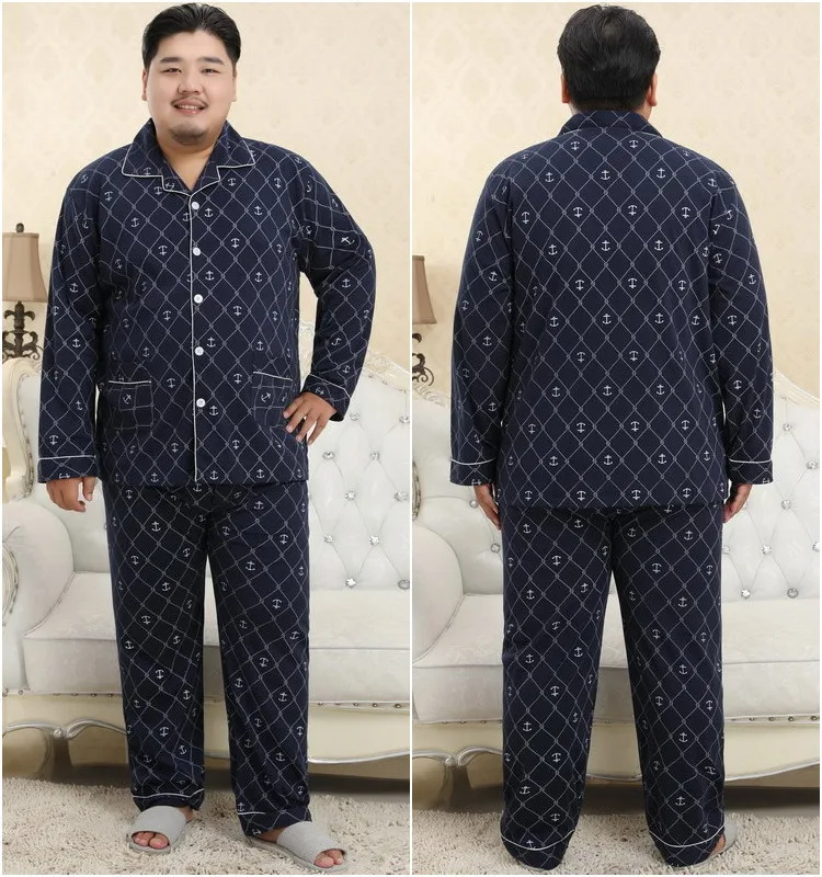 Новая распродажа 140 кг XXXXXL плюс размер хлопок пижамные комплекты мужские пижамы простые пижамы homme Повседневная Ночная одежда для мужчин
