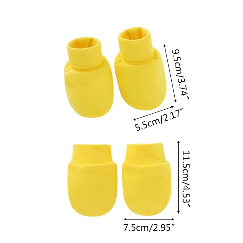 

2 Pair Baby Newborn Soft Cotton Face Protection Gloves Foot Cover Set Anti Scratch Mittens Socks Kit