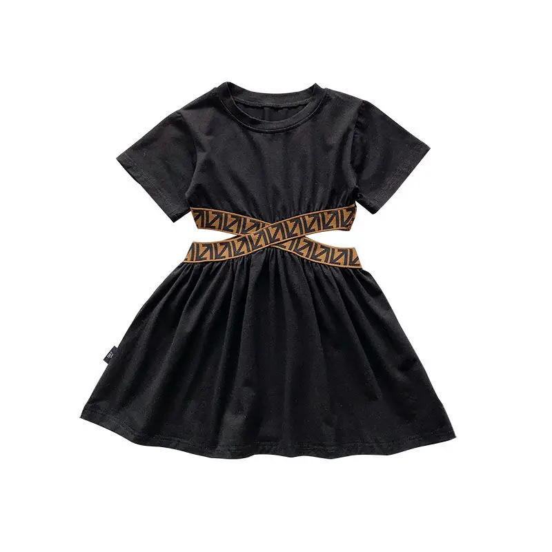 

Baby Toddler Girl Kid's Dress Elegant Goth Black Short Sleeve Tutu Sundress Backless Party Es 2 3 4 5 6 7 8 Years Old