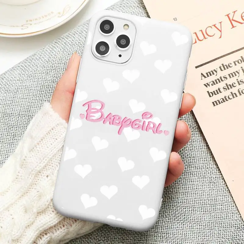 love babygirl phone case for iphone 12 11 pro max mini xs 8 7 6 6s plus x se 2020 xr candy white silicone cover free global shipping