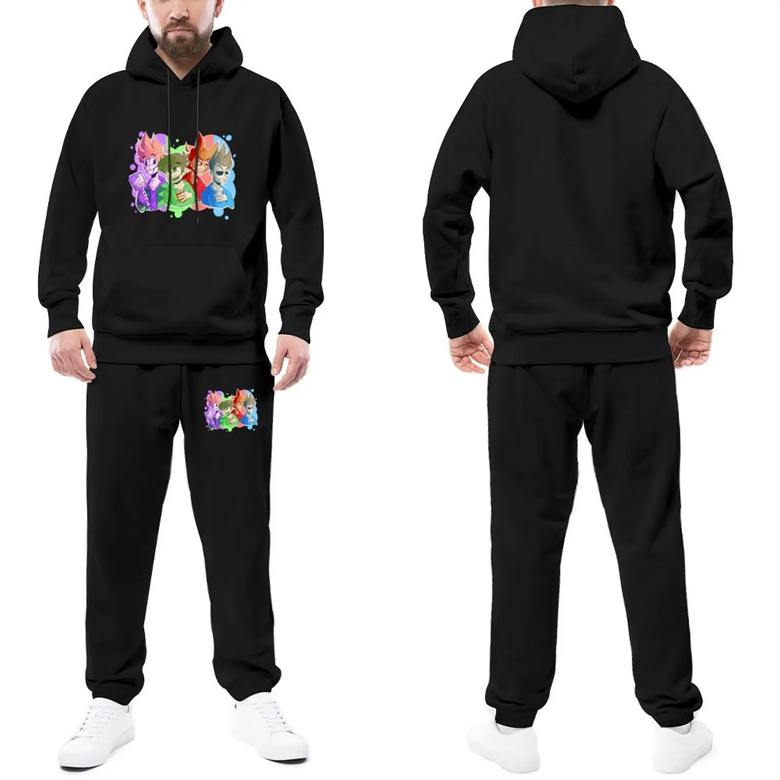 

Eddsworld Mens Tracksuit Set Friends Autumn Sweatsuits Male Sweatpants and Hoodie Set Casual