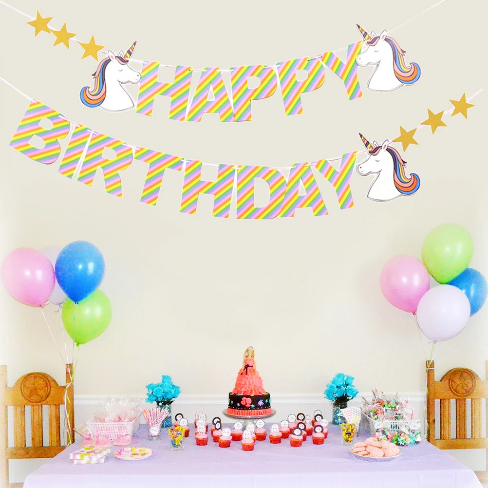 1 шт. вечерние баннеры с единорогом Радужное письмо днем рождения гирлянды