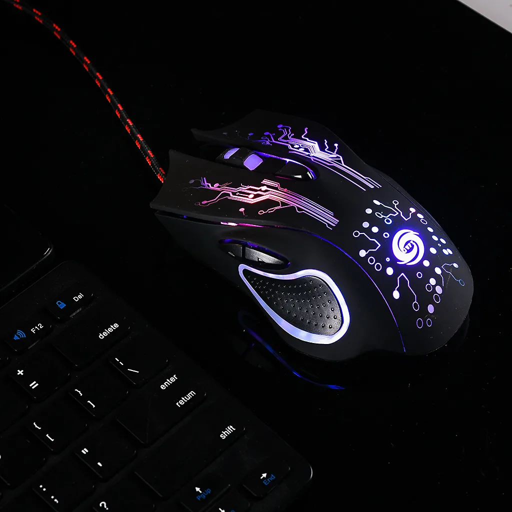 

Проводная игровая мышь USB 3200DPI, регулируемая светодиодная оптическая профессиональная геймерская мышь с 6 кнопками, компьютерная мышь для П...