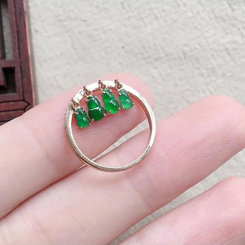 

New product original natural jasper gourd ring opening adjustable Chinese retro pendant light luxury charm women silver jewelry